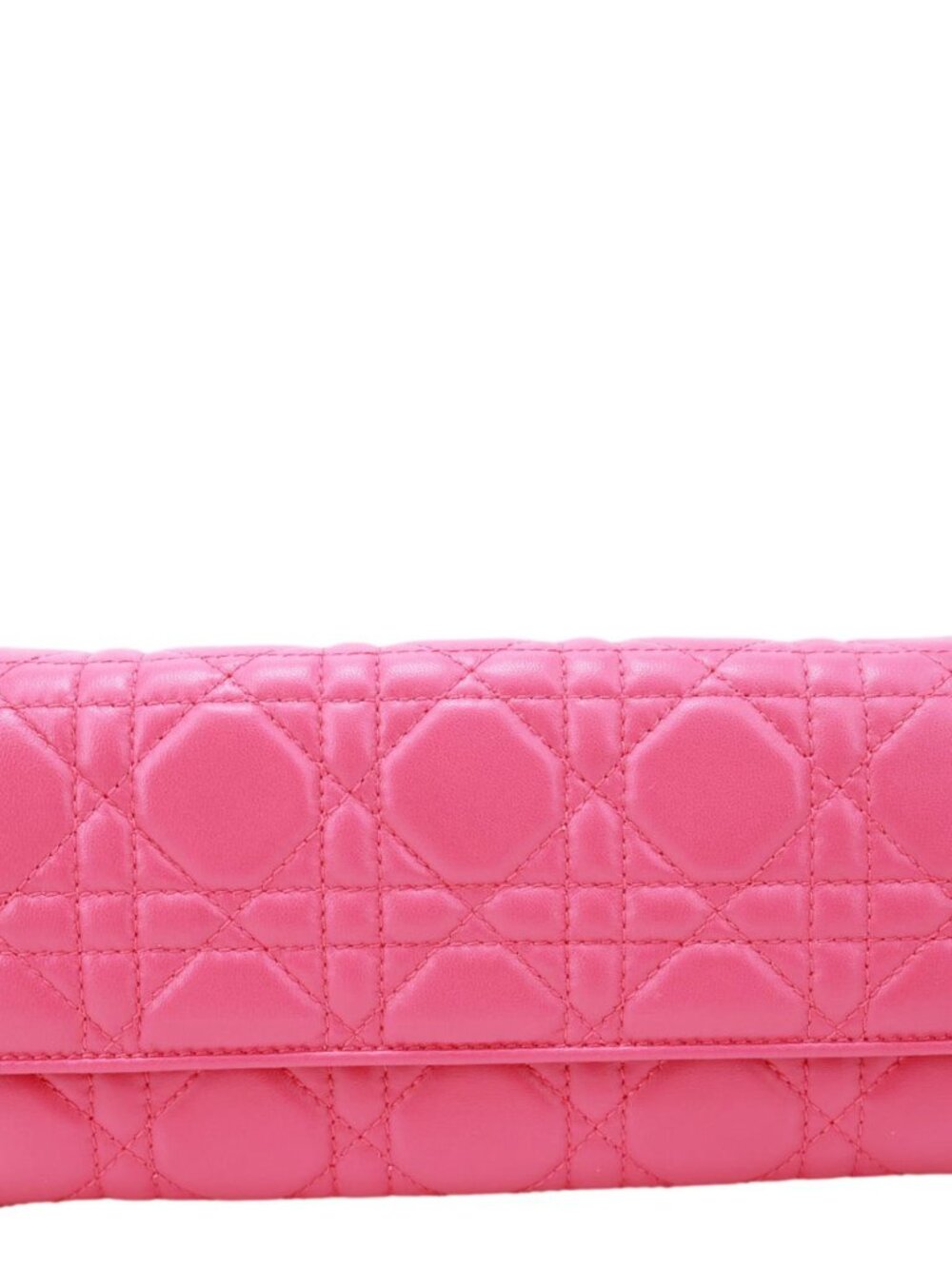 Christian Dior  Lady Dior Quilted Cannage Leather Wallet On Chain Pink
